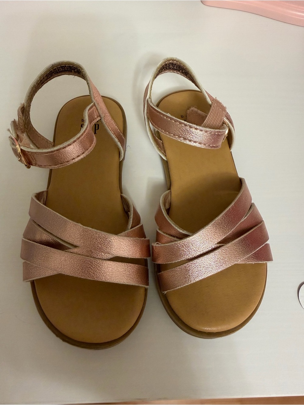 GAP Girls Rose Gold Metallic Strappy Sandals